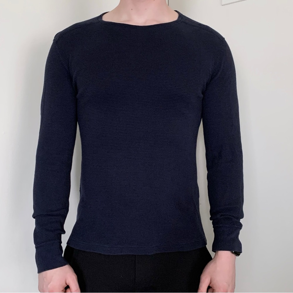 J.Crew navy authentic thermal long sleeve waffle knit shirt classic winter layer